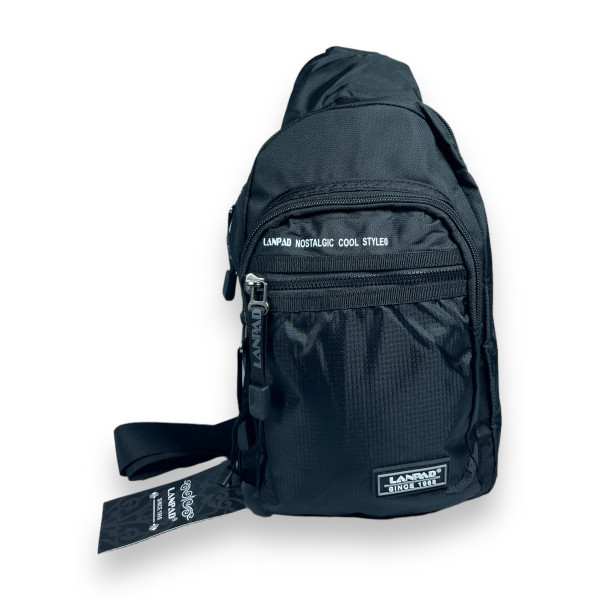 Слинг Lanpad нейлон одно отделение и 3 дополнительных отделения задний карман размер 27*16*10 см черный