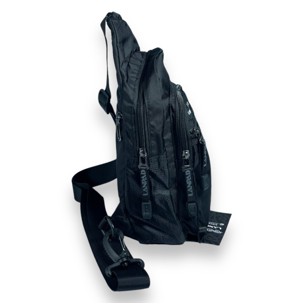 Слинг Lanpad нейлон одно отделение и 3 дополнительных отделения задний карман размер 27*16*10 см черный