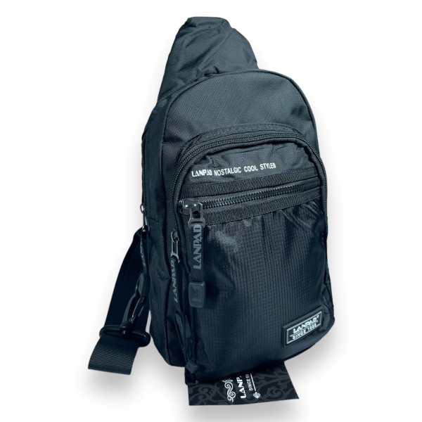 Слинг Lanpad нейлон одно отделение и 3 дополнительных отделения задний карман размер 27*16*10 см черный