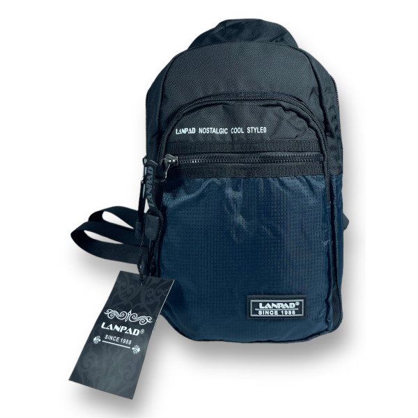 Слинг Lanpad нейлон одно отделение и 3 дополнительных отделения задняя карман размер 27*16*10 см синий