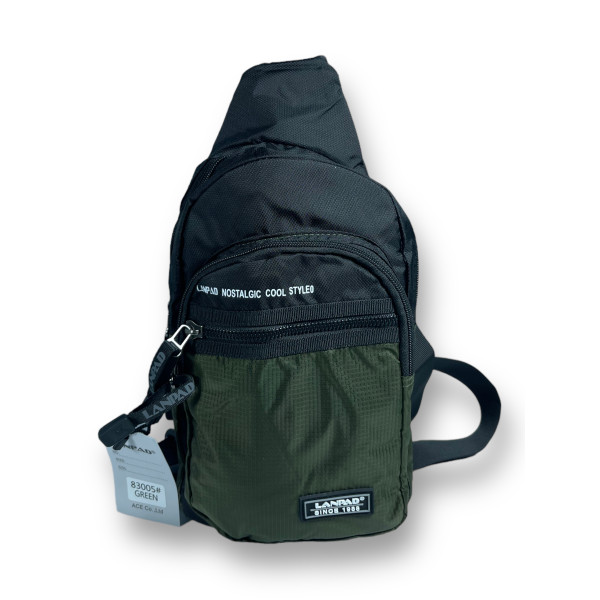 Слинг Lanpad нейлон одно отделение и 3 дополнительных отделения задний карман размер 27*16*10 см зеленый
