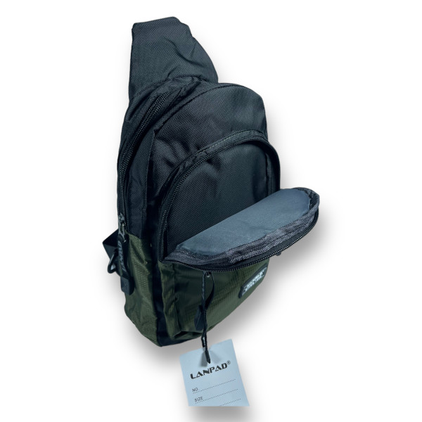 Слинг Lanpad нейлон одно отделение и 3 дополнительных отделения задний карман размер 27*16*10 см зеленый
