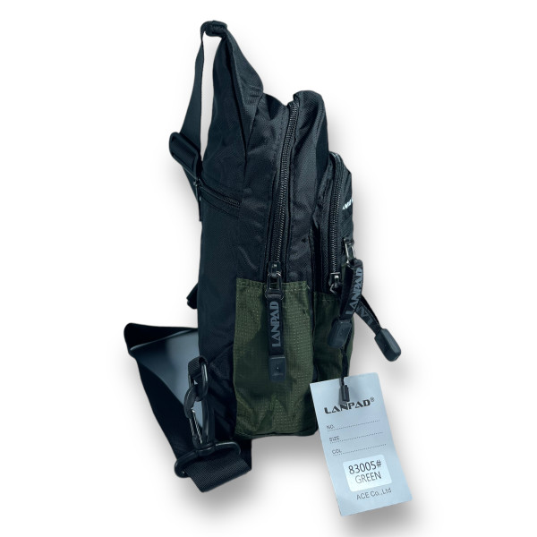 Слинг Lanpad нейлон одно отделение и 3 дополнительных отделения задний карман размер 27*16*10 см зеленый