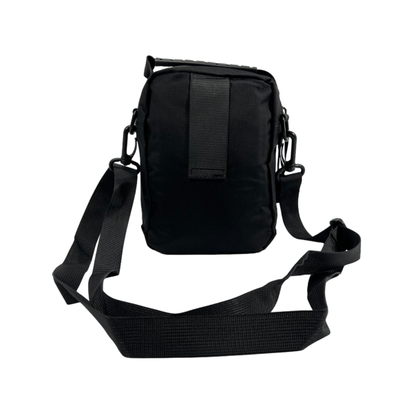 Сумка – барсетка через плечо из текстиля на три отделения, черная