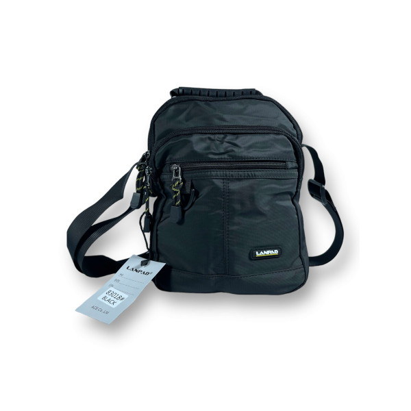 Компактная сумка через плечо на 5л, 2 отделения, 2 внешних кармана, черная