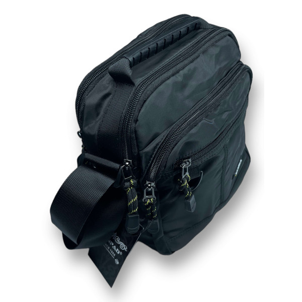 Компактная сумка через плечо на 5л, 2 отделения, 2 внешних кармана, черная