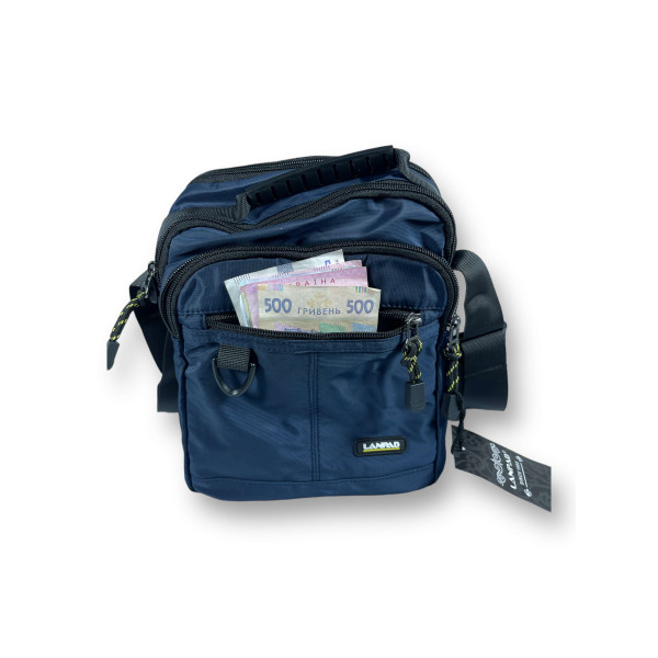 Сумка через плечо, 2 отделения, 2 наружных кармана, синяя Сумка через плечо, 2 отделения, 2 наружных кармана, синяя