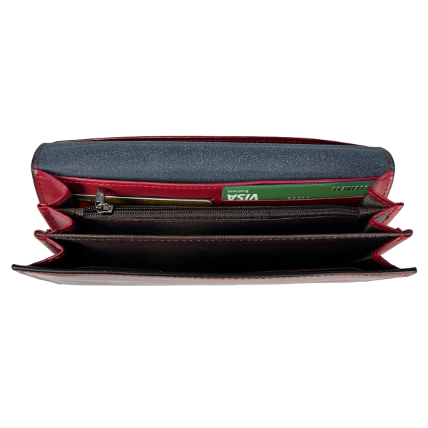 Женский портмоне из экокожи, бордовый, с застежкой на молнии Женский портмоне из экокожи, бордовый, с застежкой на молнии