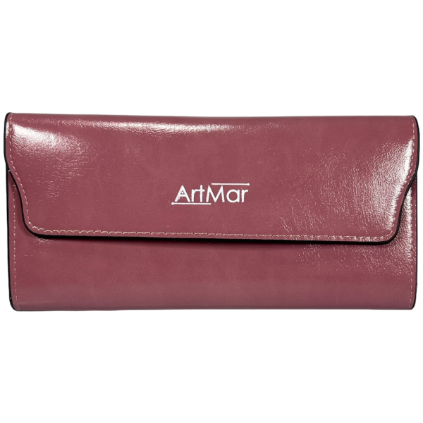 Женский портмоне из экокожи, розового цвета, с застежкой на молнии