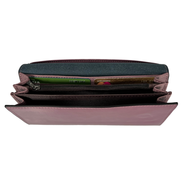 Женский портмоне из экокожи, розового цвета, с застежкой на молнии