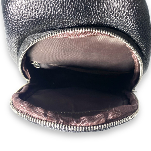 Сумка через плече, слінг, для чоловіка, шкірзамінник, два відділення, розмір: 30*17*8 см, чорна