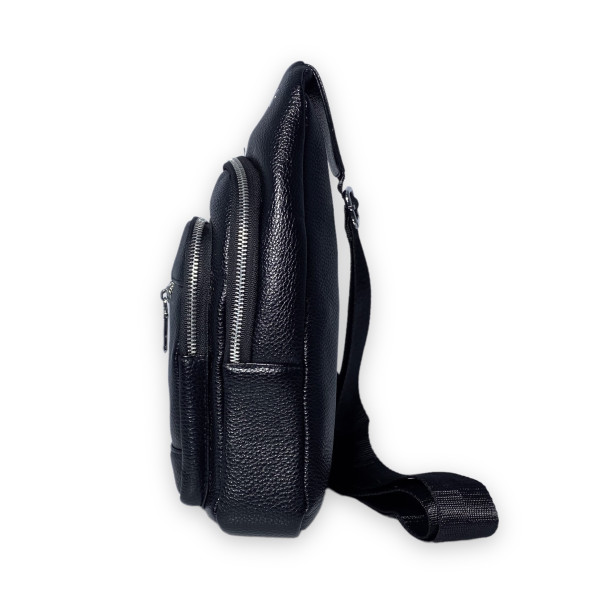 Сумка через плечо, слинг, мужская, кожезаменитель, два отделения, размер: 30*17*8 см, черная