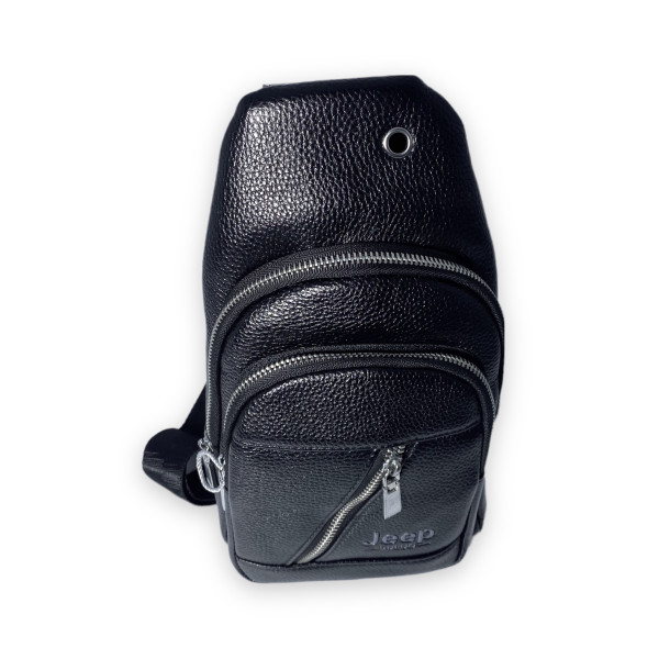 Сумка через плечо, слинг, мужская, кожезаменитель, два отделения, размер: 30*17*8 см, черная