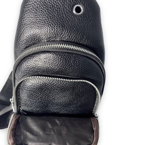 Сумка через плечо, слинг, мужская, кожезаменитель, два отделения, размер: 30*17*8 см, черная