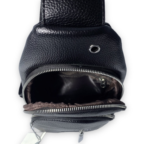 Сумка через плечо, слинг, мужская, кожезаменитель, два отделения, размер: 30*17*8 см, черная