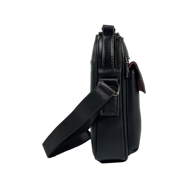 Сумка через плече на три відділення, 4 л, прихована кишеня на блискавці, екошкіра, чорна Сумка через плече на три відділення, 4 л, прихована кишеня на блискавці, екошкіра, чорна