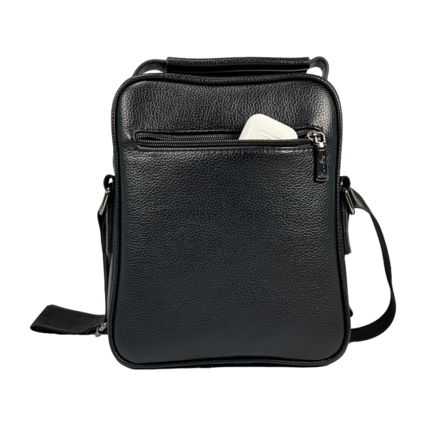 Сумка через плече на три відділення, 4 л, прихована кишеня на блискавці, екошкіра, чорна Сумка через плече на три відділення, 4 л, прихована кишеня на блискавці, екошкіра, чорна