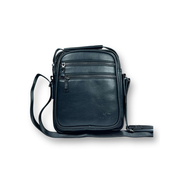 Сумка через плечо из кожзама, 1 отделение, 3 фронтальных кармана, черный