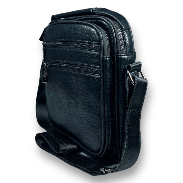 Сумка через плечо из кожзама, 1 отделение, 3 фронтальных кармана, черный Сумка через плечо из кожзама, 1 отделение, 3 фронтальных кармана, черный