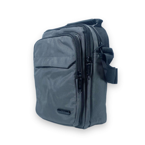 Сумка через плечо, мужская, полиэстер, 3 отдела, 1 карман на лицевой стороне размер: 25*20*10 см, серый Сумка через плечо, мужская, полиэстер, 3 отдела, 1 карман на лицевой стороне размер: 25*20*10 см, серый