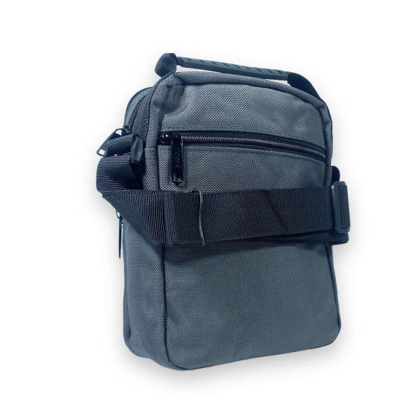 Сумка через плечо, мужская, полиэстер, 3 отдела, 1 карман на лицевой стороне размер: 25*20*10 см, серый Сумка через плечо, мужская, полиэстер, 3 отдела, 1 карман на лицевой стороне размер: 25*20*10 см, серый