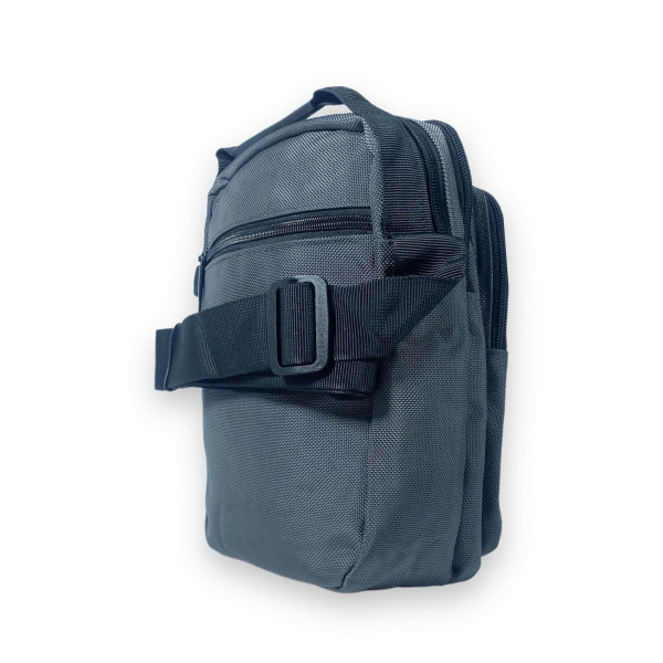 Сумка через плечо, мужская, полиэстер, 3 отдела, 1 карман на лицевой стороне размер: 25*20*10 см, серый Сумка через плечо, мужская, полиэстер, 3 отдела, 1 карман на лицевой стороне размер: 25*20*10 см, серый