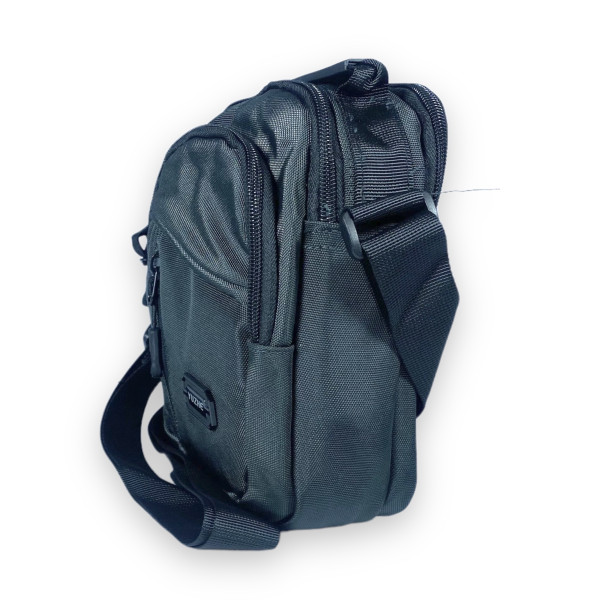 Сумка через плечо, полиэстер, два отдела, внутренний карман, наружные карманы, размер: 20*15*7 см, темно-серая Сумка через плечо, полиэстер, два отдела, внутренний карман, наружные карманы, размер: 20*15*7 см, темно-серая