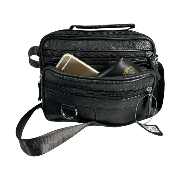 Сумка через плечо оптимального размера, 5 отделений, 4 л, черная Сумка через плечо оптимального размера, 5 отделений, 4 л, черная