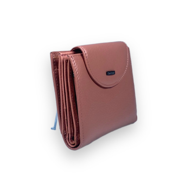 Элегантный женский кошелек из натуральной кожи, 2 отдела, розовый цвет Элегантный женский кошелек из натуральной кожи, 2 отдела, розовый цвет