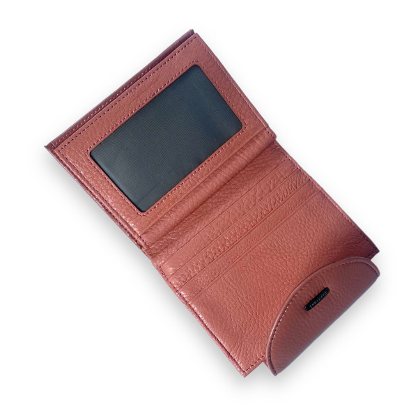 Элегантный женский кошелек из натуральной кожи, 2 отдела, розовый цвет Элегантный женский кошелек из натуральной кожи, 2 отдела, розовый цвет