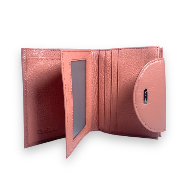 Элегантный женский кошелек из натуральной кожи, 2 отдела, розовый цвет Элегантный женский кошелек из натуральной кожи, 2 отдела, розовый цвет