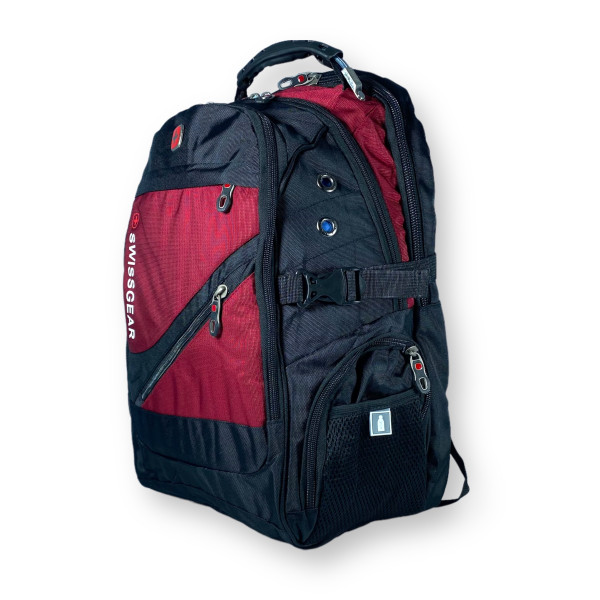 Городской рюкзак с чехлом от дождя 30 л, USB разъем, бордовый