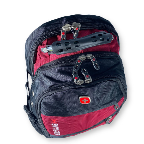 Городской рюкзак с чехлом от дождя 30 л, USB разъем, бордовый