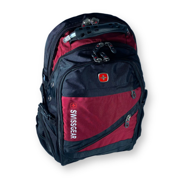 Городской рюкзак с чехлом от дождя 30 л, USB разъем, бордовый