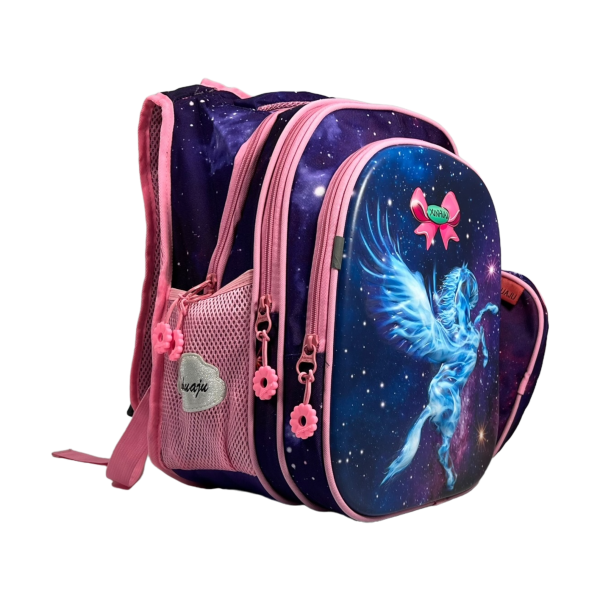 Школьный рюкзак на три отделения, пенал в подарок, фиолетовый Школьный рюкзак на три отделения, пенал в подарок, фиолетовый