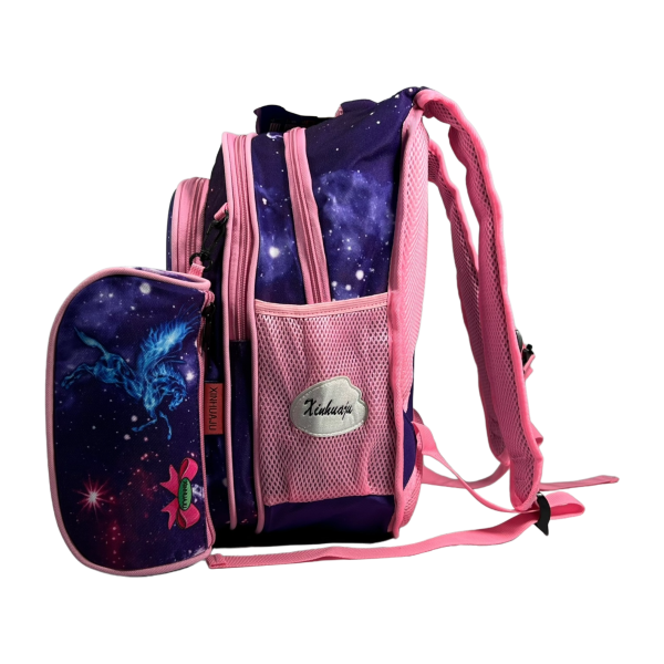 Школьный рюкзак на три отделения, пенал в подарок, фиолетовый Школьный рюкзак на три отделения, пенал в подарок, фиолетовый