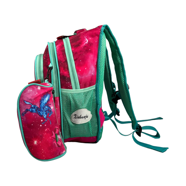 Школьный рюкзак для девочек на три отделения, пенал в подарок, розовый Школьный рюкзак для девочек на три отделения, пенал в подарок, розовый