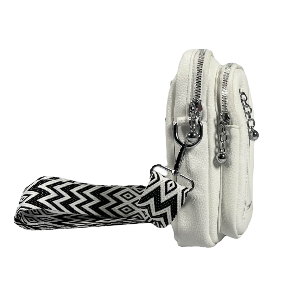 Сучасна жіноча сумка через плече на три відділення, екошкіра, колір білий