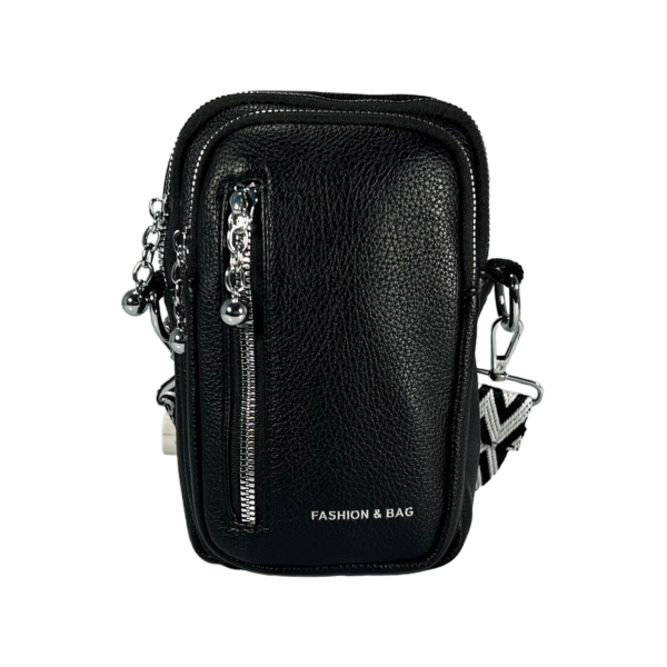 Стильна сумка через плече для жінок на три відділення, чорна