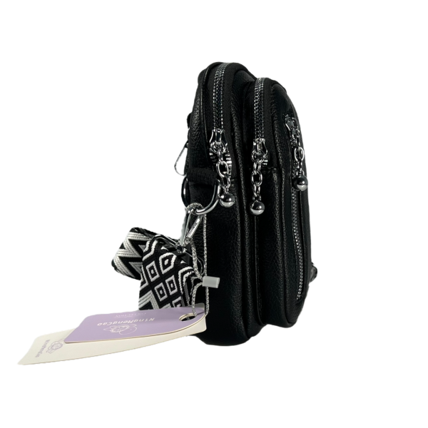 Стильна сумка через плече для жінок на три відділення, чорна Стильна сумка через плече для жінок на три відділення, чорна