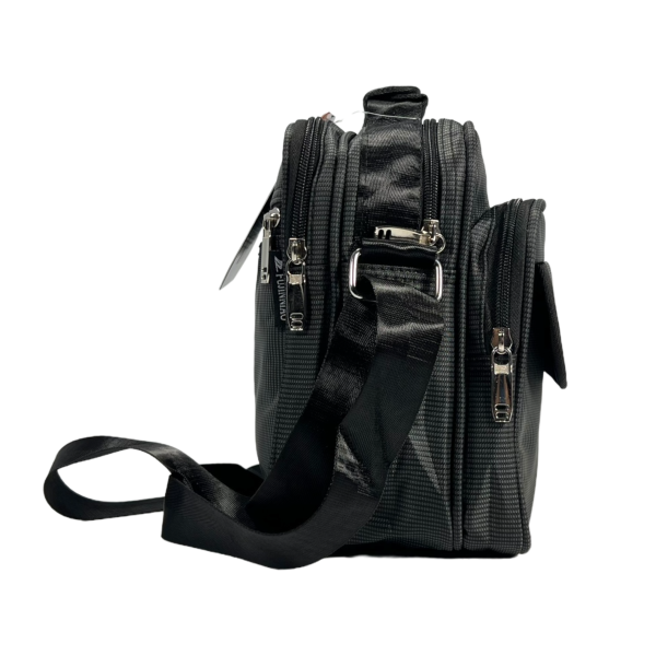 Сумка через плечо, текстиль, водонепроницаемая ткань, 5 отделений, серая