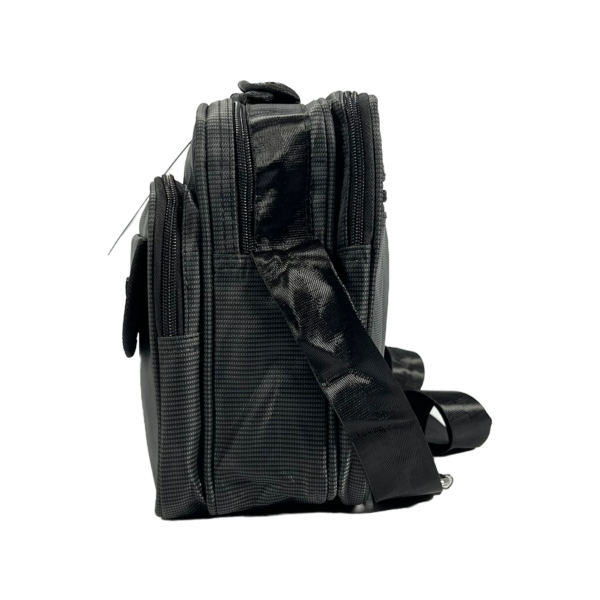 Сумка через плечо, текстиль, водонепроницаемая ткань, 5 отделений, серая