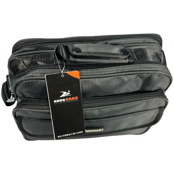 Сумка через плечо, текстиль, водонепроницаемая ткань, 5 отделений, серая