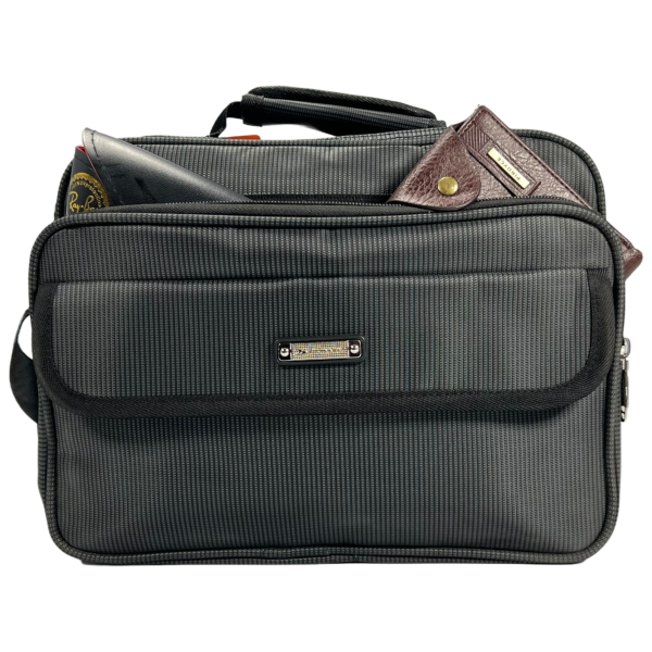 Сумка через плечо, текстиль, водонепроницаемая ткань, 5 отделений, серая