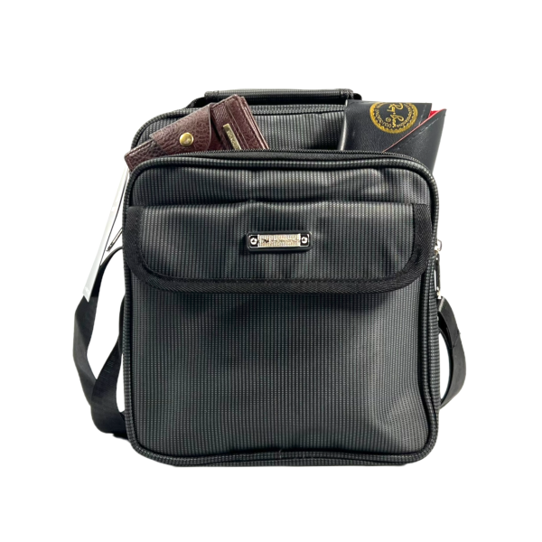 Стильная и практичная сумка через плечо на 5 отделений, 8 л, застежка на молнии, серая