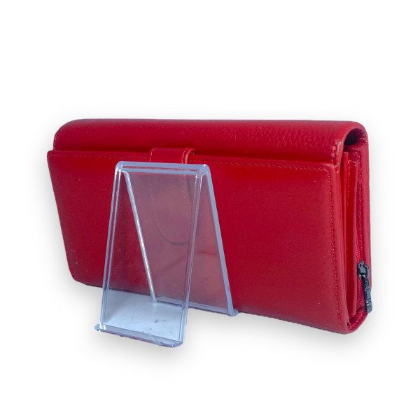 Стильний гаманець з натуральноі шкіри, червоний, 3 відділення для купюр Стильний гаманець з натуральноі шкіри, червоний, 3 відділення для купюр