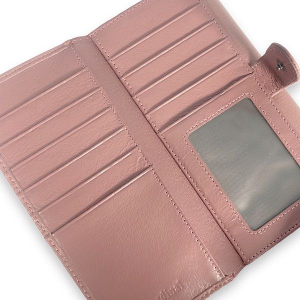 Кожаный женский кошелек с 3 отделами для купюр, пудра Кожаный женский кошелек с 3 отделами для купюр, пудра