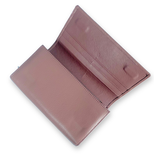 Кожаный женский кошелек с 3 отделами для купюр, пудра Кожаный женский кошелек с 3 отделами для купюр, пудра