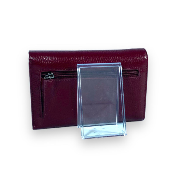 Женский кожаный кошелек, бордовый, 2 отделения для купюр Женский кожаный кошелек, бордовый, 2 отделения для купюр