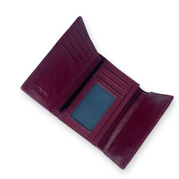 Женский кожаный кошелек, бордовый, 2 отделения для купюр Женский кожаный кошелек, бордовый, 2 отделения для купюр